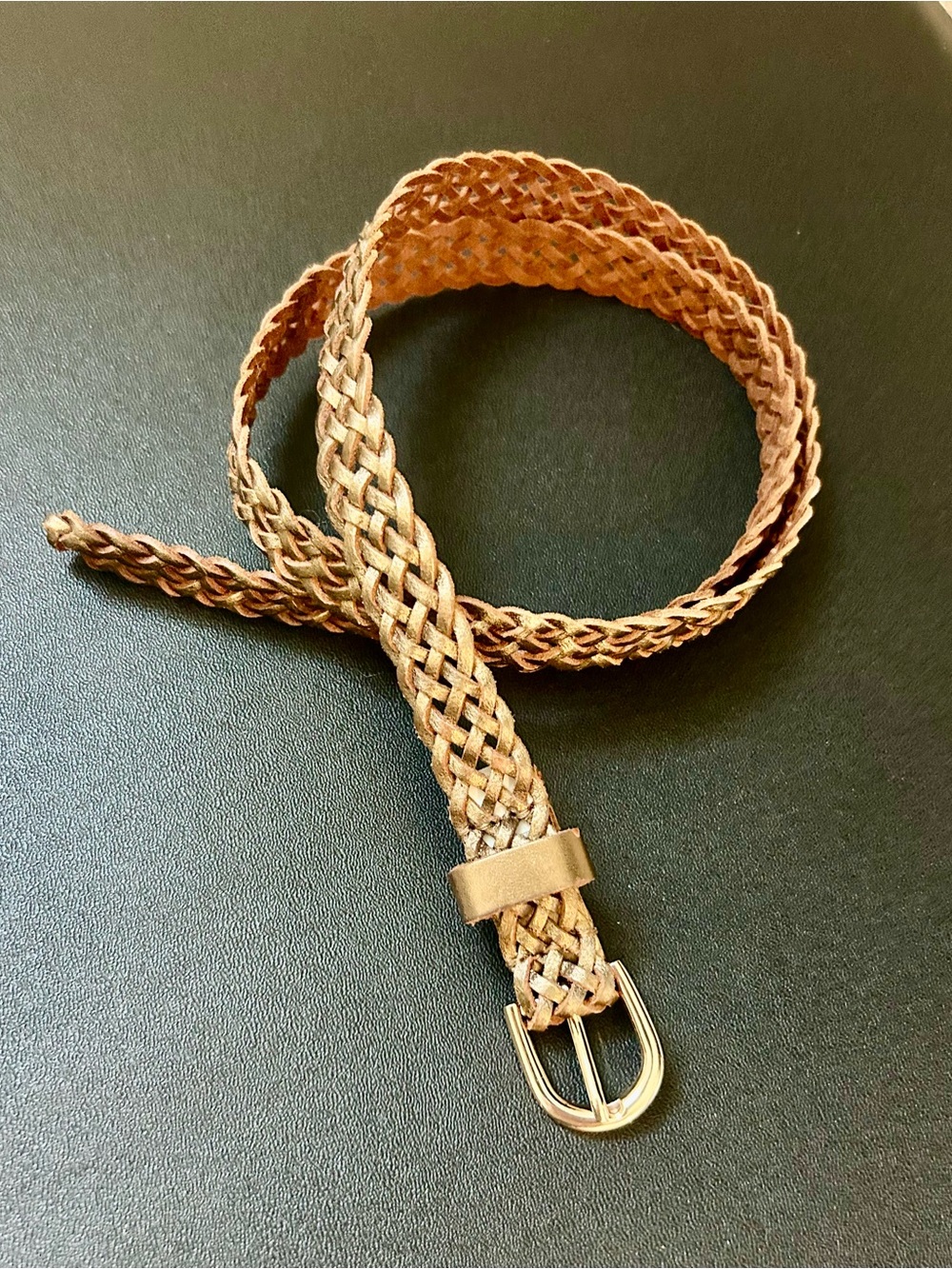 Woven Gold Leather Belt Size S